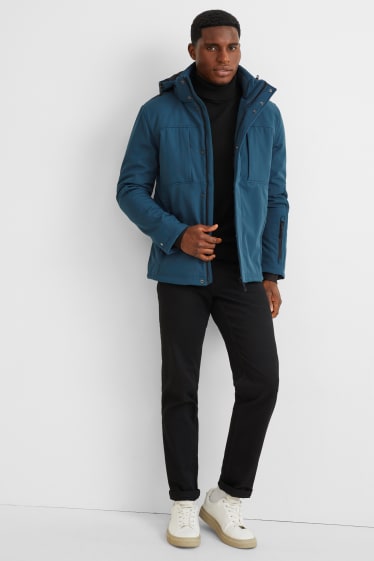 Hommes - Veste à coquille souple à capuche - bleu foncé