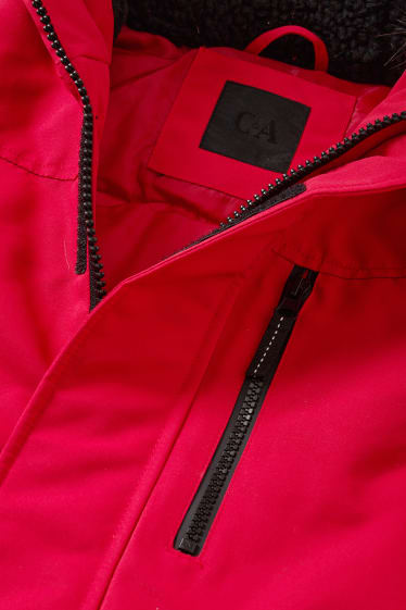 Clockhouse Boys - Jacket with hood and faux fur trim - dark red