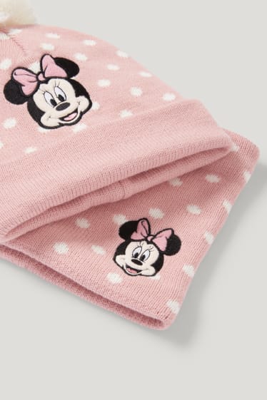 Niñas - Minnie Mouse - set - gorro y bufanda tubular - 2 piezas - rosa