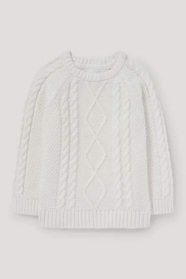 Baby Boys - Baby-Pullover - Zopfmuster - cremeweiß