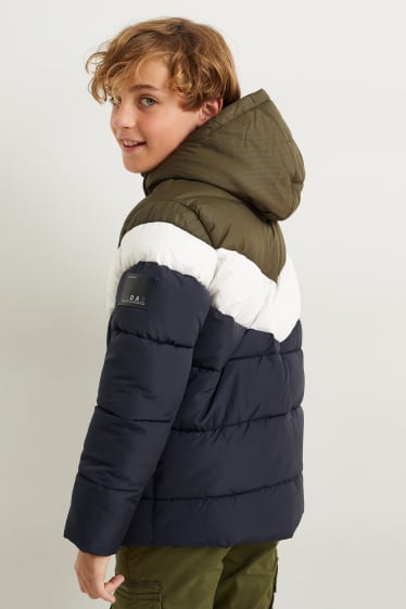 Kids Boys - Quilted jacket with hood - green