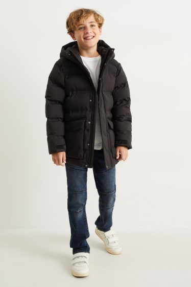 Kids Boys - Quilted jacket with hood - black