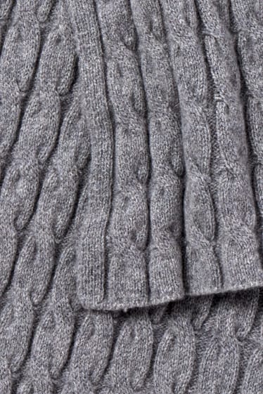 Dames - Sjaal van kasjmier - kabelpatroon - grijs