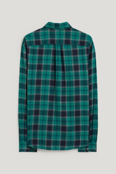 Home - Camisa - regular fit - coll kent - de quadres - verd