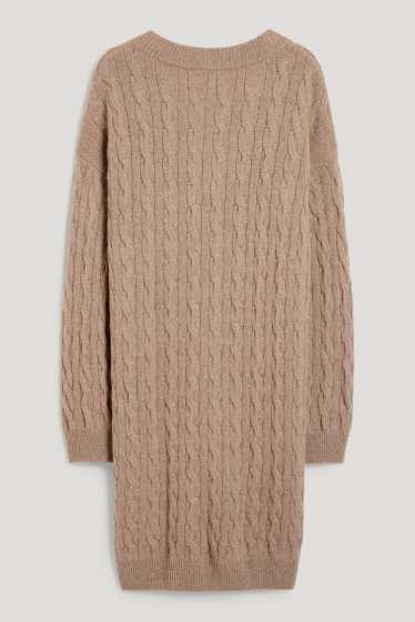 Mujer - Vestido de cachemir - de ochos - topo