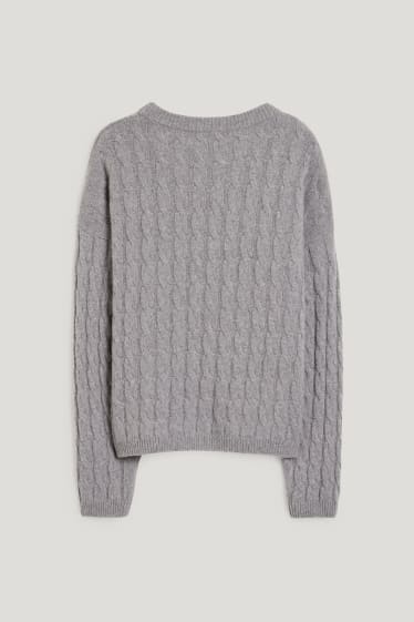 Mujer - Jersey de cachemir - de ochos - gris