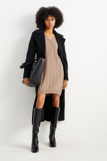 Mujer - Vestido de cachemir - de ochos - topo