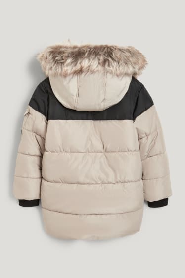 Toddler Boys - Parka with hood and faux fur trim - winter - beige