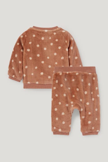 Baby Girls - Rudolph - baby Christmas thermal outfit - 2 piece - brown