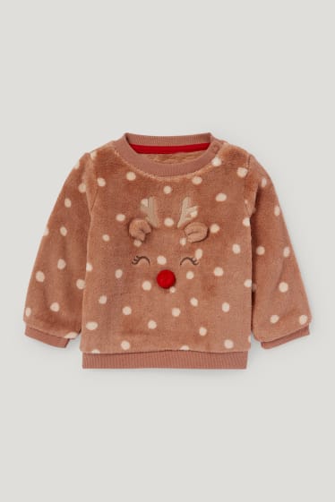 Baby Girls - Rudolph - baby Christmas thermal outfit - 2 piece - brown