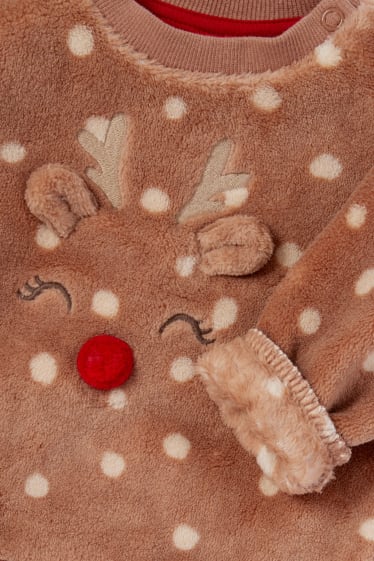 Baby Girls - Rudolph - baby Christmas thermal outfit - 2 piece - brown