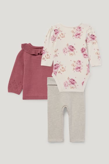 Baby Girls - Baby-Outfit - 3 teilig - dunkelrosa