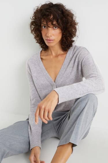 Damen - Strickjacke - Woll-Mix - grau