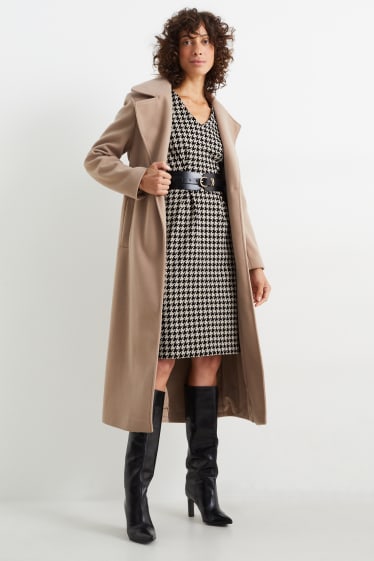 Damen - Etuikleid - gemustert - schwarz / beige