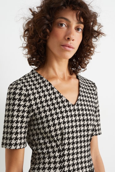 Damen - Etuikleid - gemustert - schwarz / beige