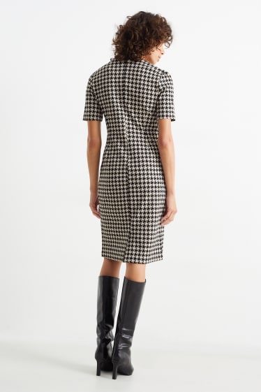 Damen - Etuikleid - gemustert - schwarz / beige