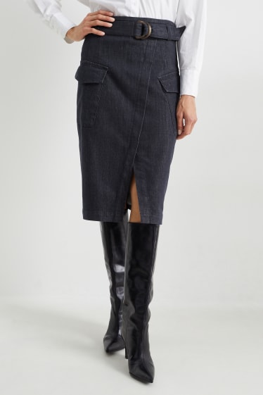 Dames - Spijkerrok met riem - jeansdonkerblauw