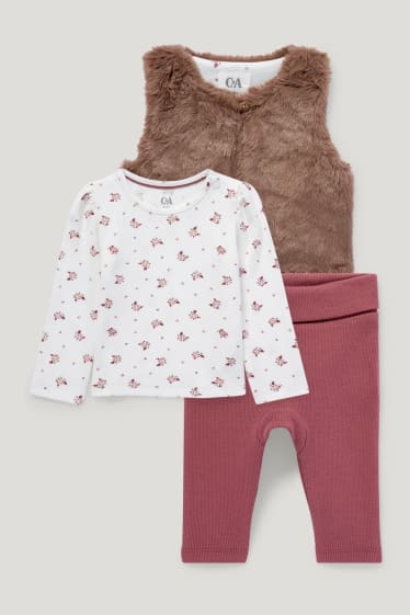 Baby Girls - Baby-Outfit - 3 teilig - dunkelrosa