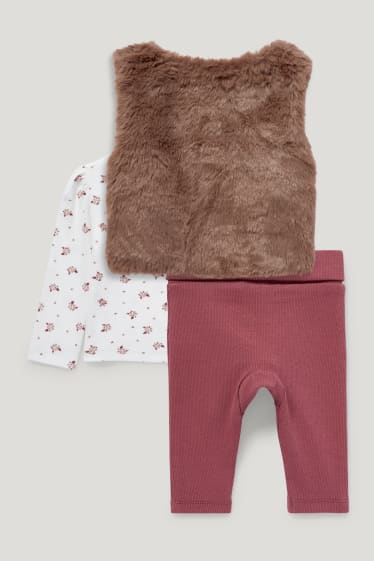 Baby Girls - Baby-Outfit - 3 teilig - dunkelrosa