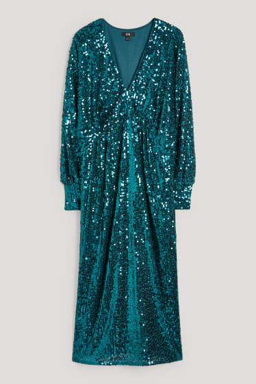Damen - Paillettenkleid - Glanz-Effekt - türkis
