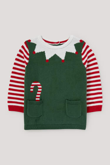 Online exclusive - Elf - knitted baby Christmas outfit- 2 piece - green