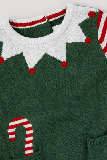 Online exclusive - Elf - knitted baby Christmas outfit- 2 piece - green