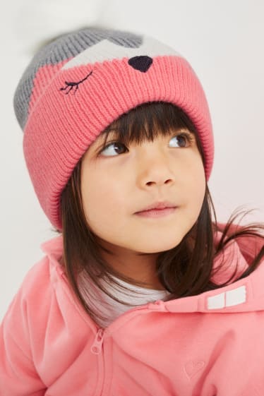 Niñas - Gorro de punto - gris / plateado