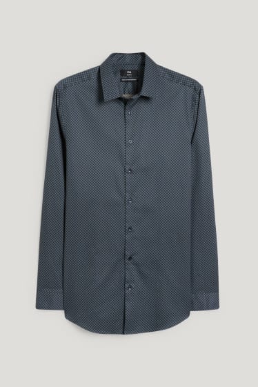 Herren - Businesshemd - Slim Fit - Kent - bügelleicht - blau / beige