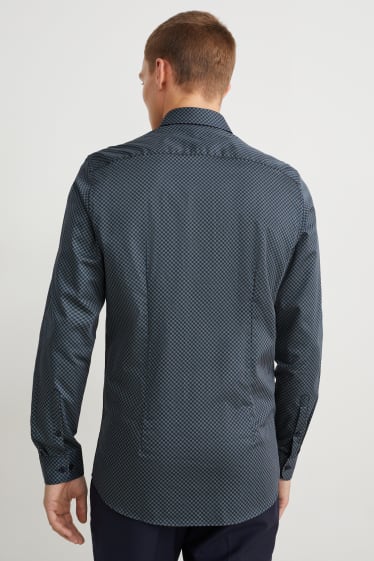 Herren - Businesshemd - Slim Fit - Kent - bügelleicht - blau / beige