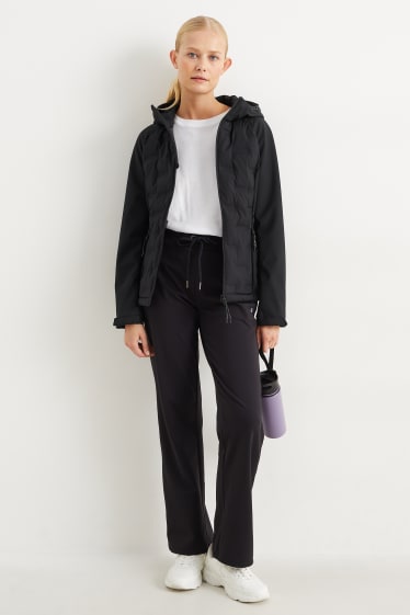 Femmes - Veste à coquille souple à capuche - noir