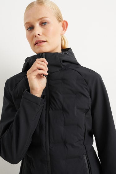 Femmes - Veste à coquille souple à capuche - noir