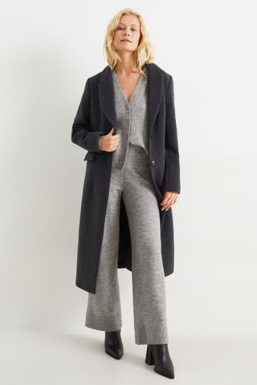 Damen - Basic-Strickjacke - grau-melange