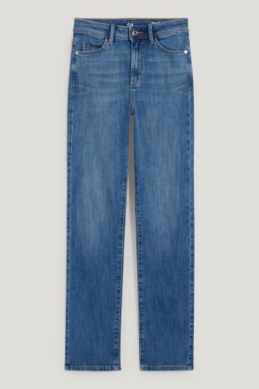 Women - Straight jeans - high waist - denim-blue