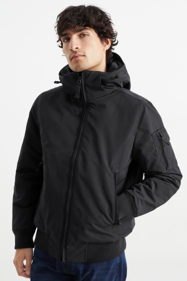 Herren - Bomberjacke mit Kapuze - schwarz