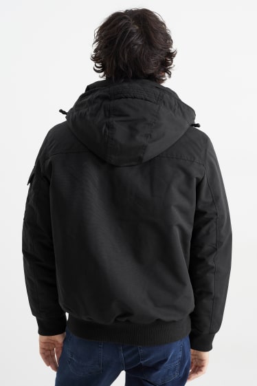 Herren - Bomberjacke mit Kapuze - schwarz