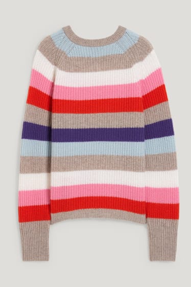 Women - Cashmere jumper - striped - multicoloured