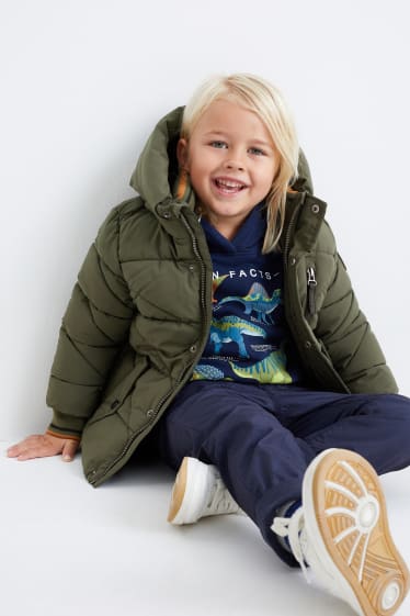 Toddler Boys - Quilted jacket with hood - dark green