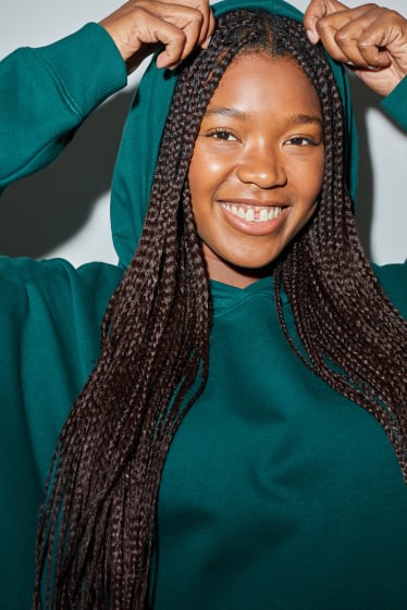 Femmes grandes tailles - CLOCKHOUSE - robe en molleton à capuche - vert foncé