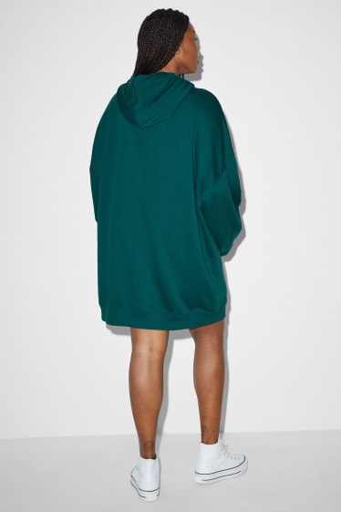 Femmes grandes tailles - CLOCKHOUSE - robe en molleton à capuche - vert foncé