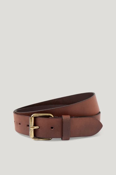 Hommes - Ceinture en cuir - marron foncé