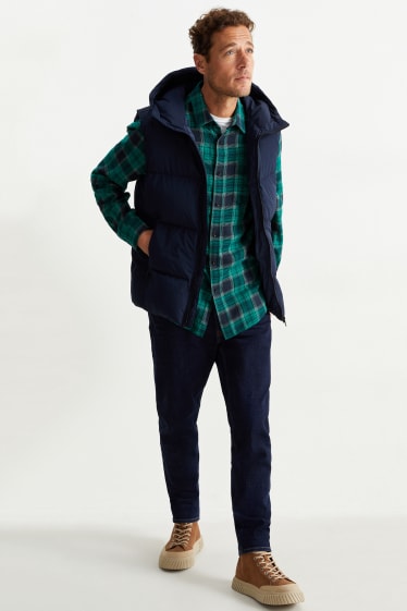 Home - Camisa - regular fit - coll kent - de quadres - verd