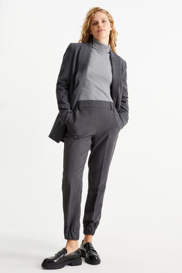 Damen - Basic-Rollkragenpullover - gerippt - grau