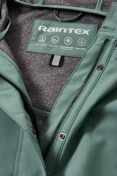Damen - Softshellmantel mit Kapuze - 4 Way Stretch - grün