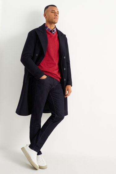 Home - Jersei de punt fi i camisa - regular fit - button-down - vermell fosc