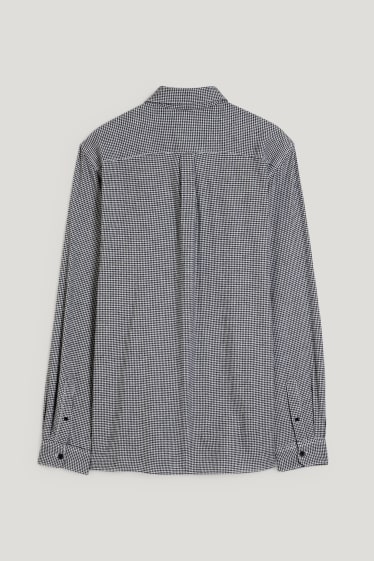 Home - Camisa - regular fit - button-down - de quadres - negre/blanc