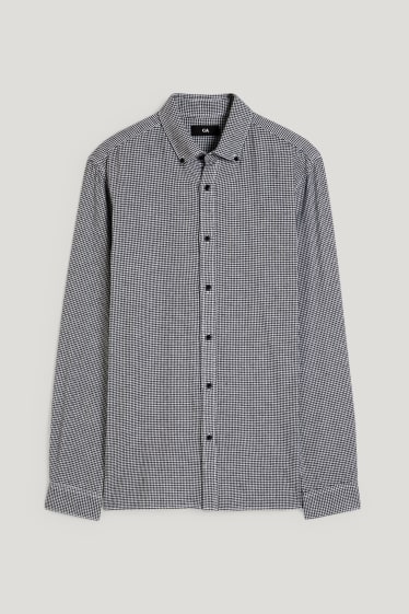 Home - Camisa - regular fit - button-down - de quadres - negre/blanc