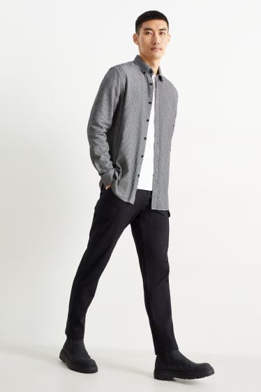 Home - Camisa - regular fit - button-down - de quadres - negre/blanc