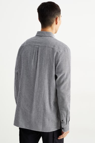 Home - Camisa - regular fit - button-down - de quadres - negre/blanc