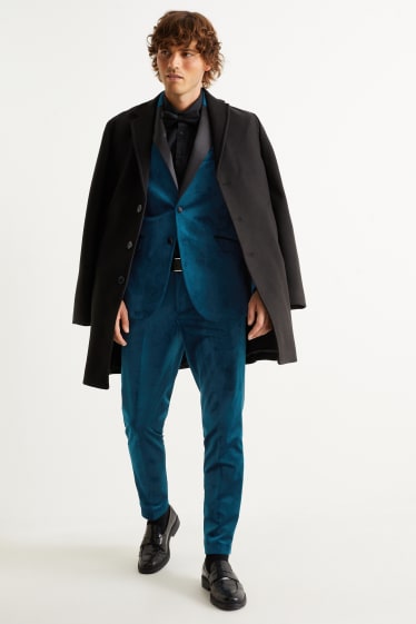 Herren - Samt-Sakko - Slim Fit - petrol