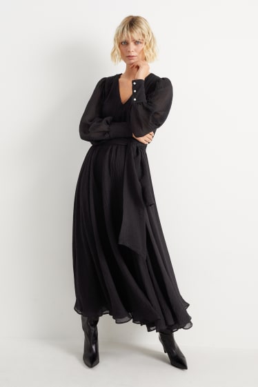 Damen - Fit & Flare Kleid - schwarz